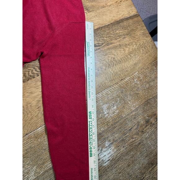 Original Orvis 100% Cashmere Deep Red Button Cardigan Crew Neck Sz L Ultra Soft - Picture 4 of 8